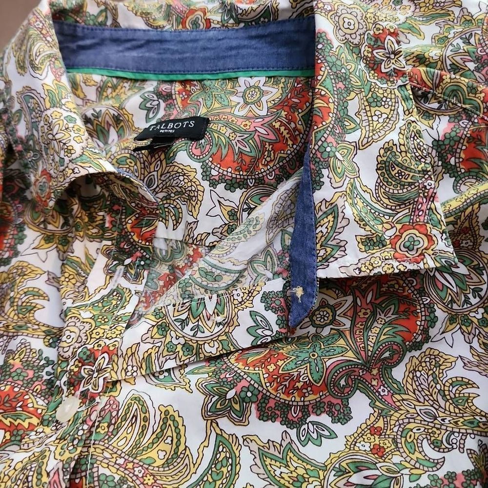 Talbots Paisley Button Down Multi Color Cotton Sh… - image 5